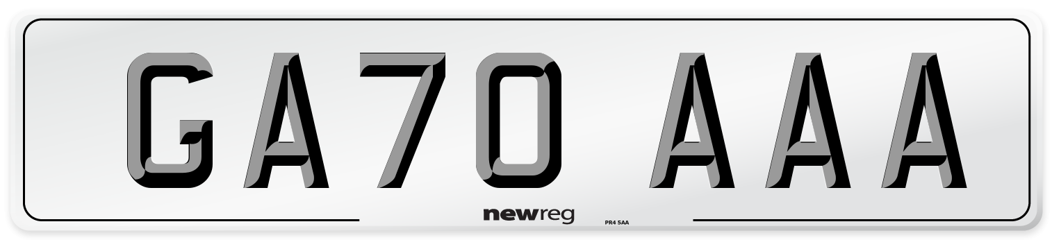 GA70 AAA Number Plate from New Reg